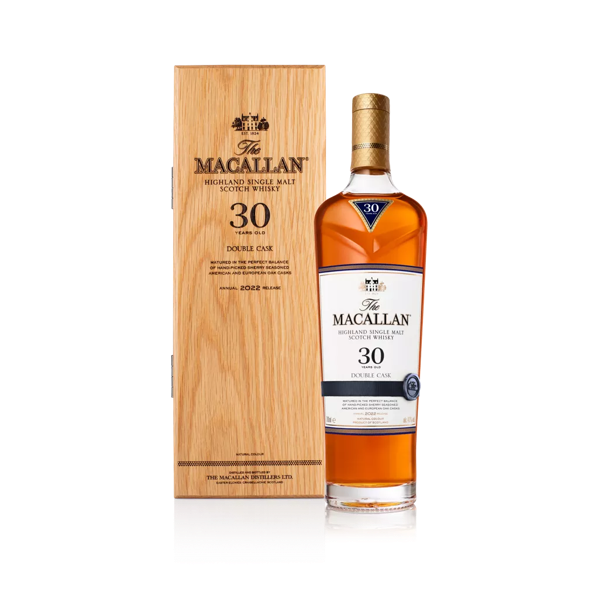 The Macallan Double Cask 30YO 2022 Release Wooden Box and Bottle 