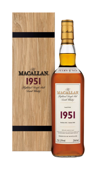the macallan fine and rare 1951 whisky bottle and pack