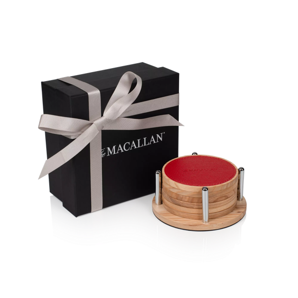 The Macallan Red Collection Coasters and Box with Ribbon 