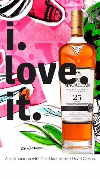 The Macallan David Carson Gifting Artwork 25YO with I Love It text