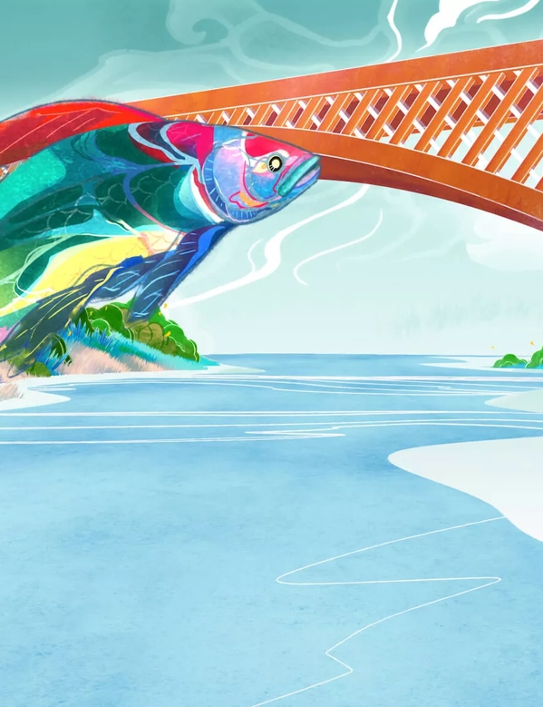 salmon in water illustration
