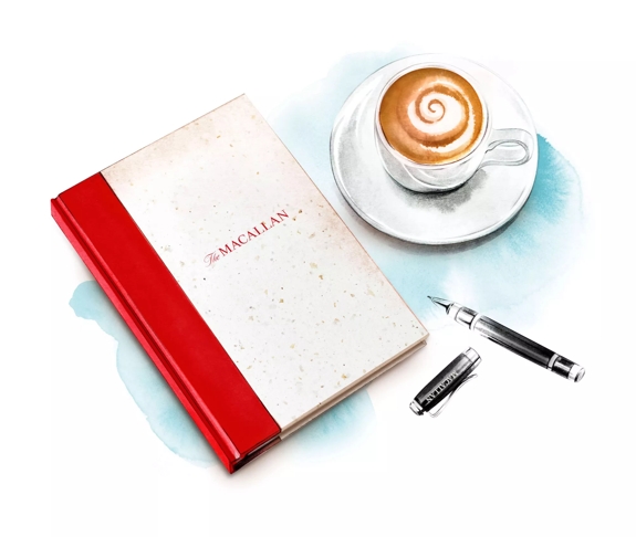 The Macallan Lifestyle Collection Notebook Illustration with Coffee
