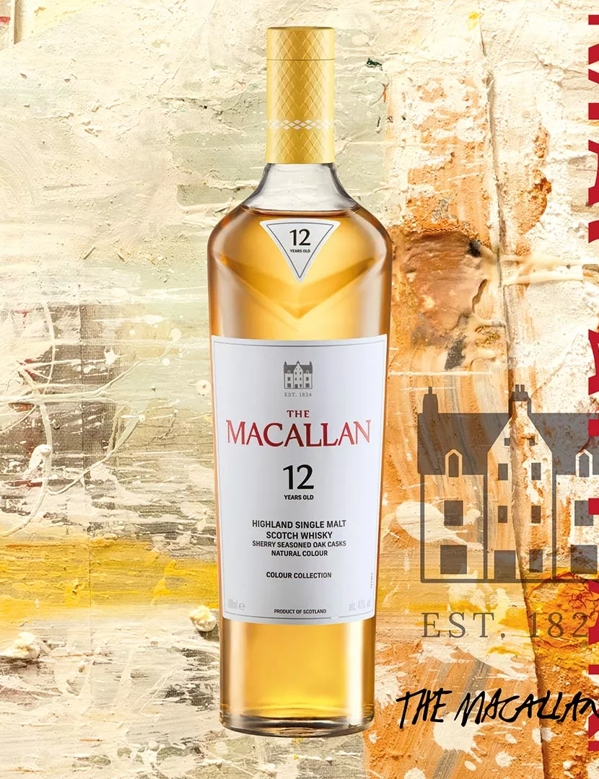 the macallan colour collection 12 year old whisky abstract background