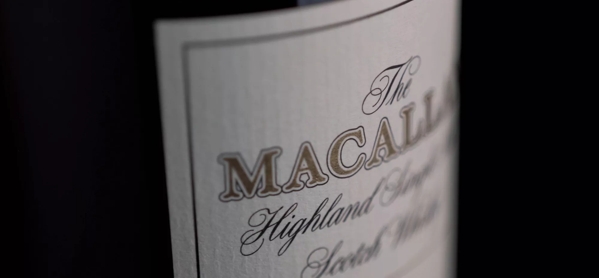 The Macallan Fine and Rare Label Close Up on Bottle