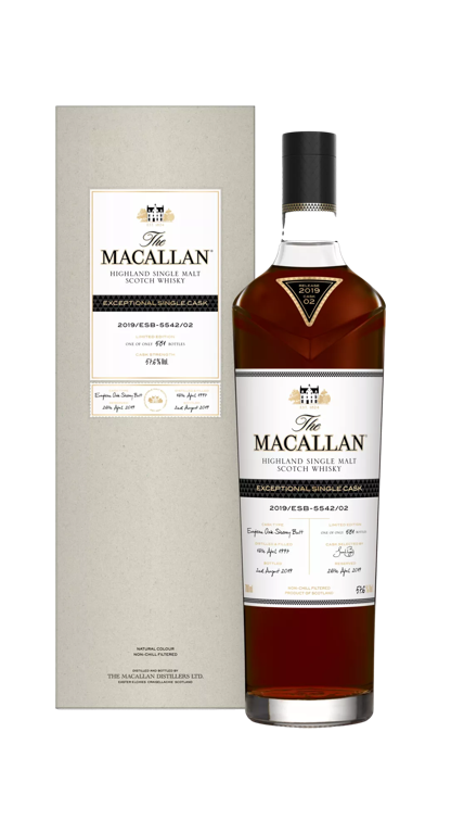the macallan exceptional single cask whisky bottle and pack