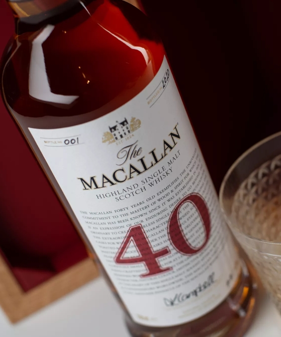 The Macallan 40 Years Old, The Red Collection Bottle and Oak Presentation Cabinet