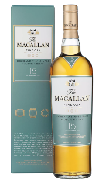 The Macallan Fine Oak 15 Year Old Bottle and Pack