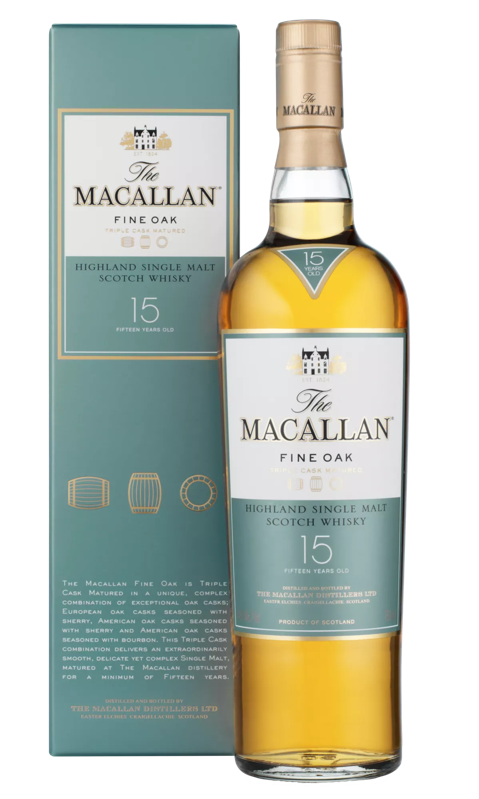The Macallan Fine Oak 15 Year Old Bottle and Pack