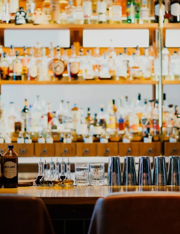 bar shelves with bottles
