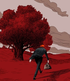 The Macallan Red Collection Illustrations of Alexander Reid Walking to The Estate 