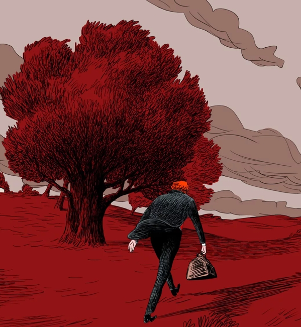 The Macallan Red Collection Illustrations of Alexander Reid Walking to The Estate 