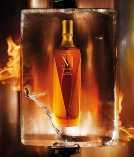 the macallan m collection bottle smoke mood background
