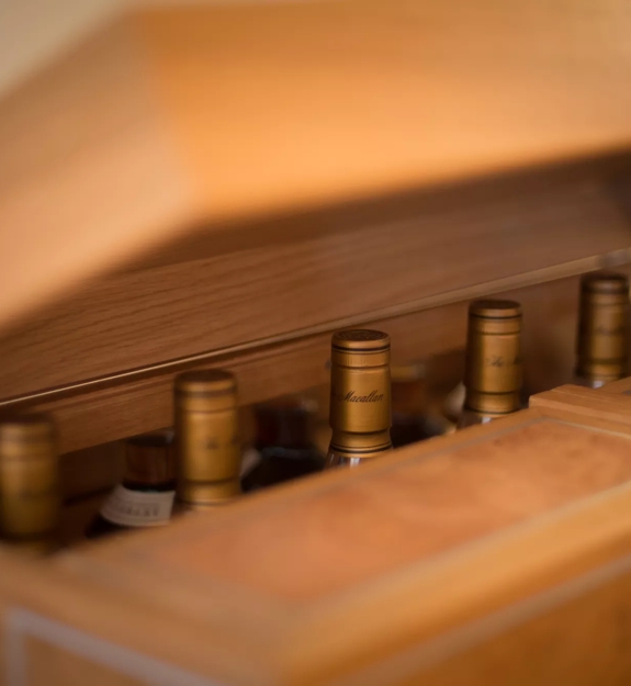 The Macallan Fine and Rare Collection Bottle Tops in Chest