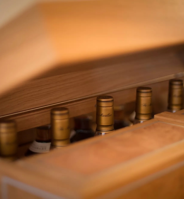 The Macallan Fine and Rare Collection Bottle Tops in Chest