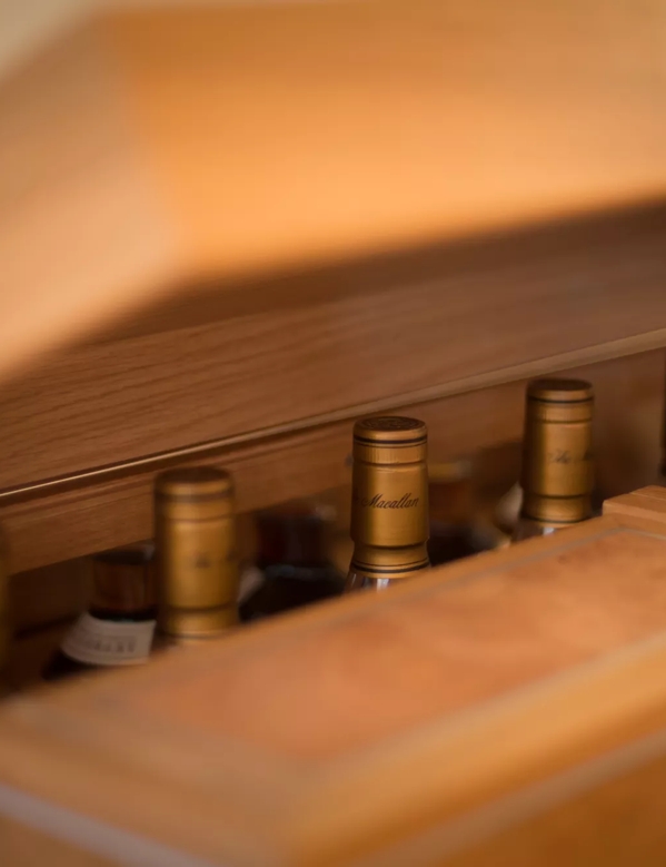 The Macallan Fine and Rare Collection Bottle Tops in Chest
