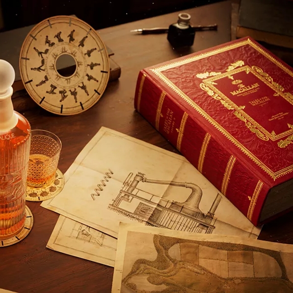 tales of the macallan whisky bottle and book