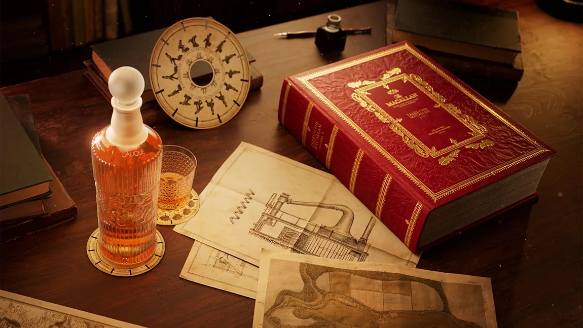tales of the macallan whisky bottle and book
