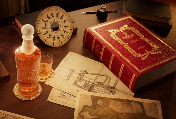 tales of the macallan whisky bottle and book