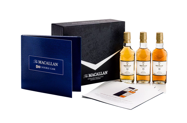 the macallan whisky double cask tasting experience set laid out