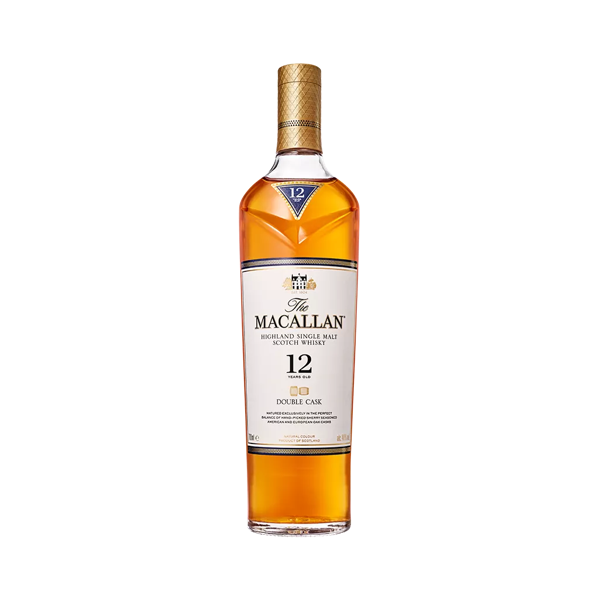 The Macallan, 2020, Double Cask 12 Year Old, 2020 range, bottle and pack shot photography, square, transparent background, RGB for web, without reflection, png, with additional trimmed png file
