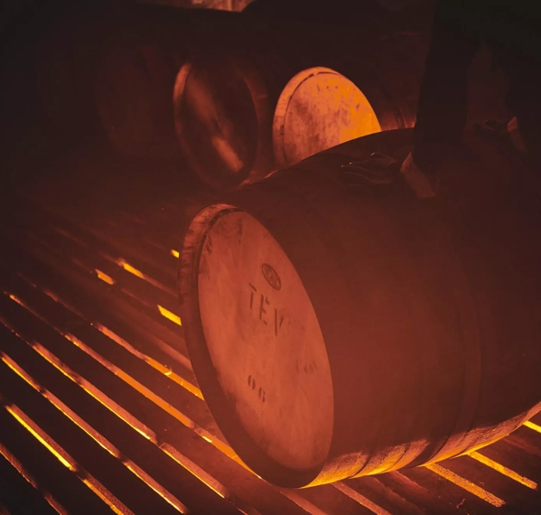 whisky barrel being rolled