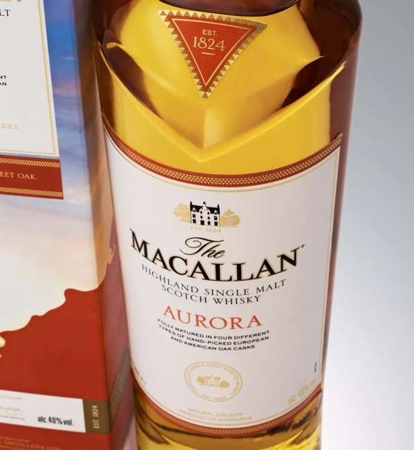 The Macallan Quest Collection Aurora mood shot label and pack