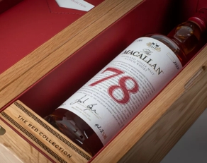 The Macallan Red Collection 78 year old whisky bottle inside box