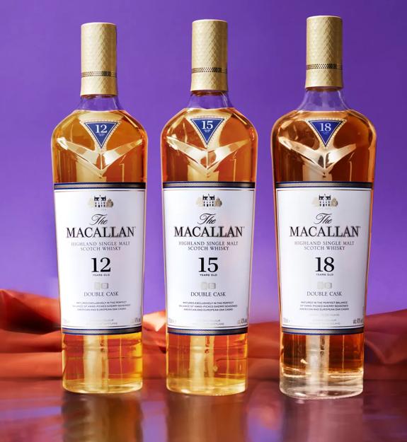 The Macallan Double Cask Core Range Photography by Erik Madigan Heck on Purple Backdrop