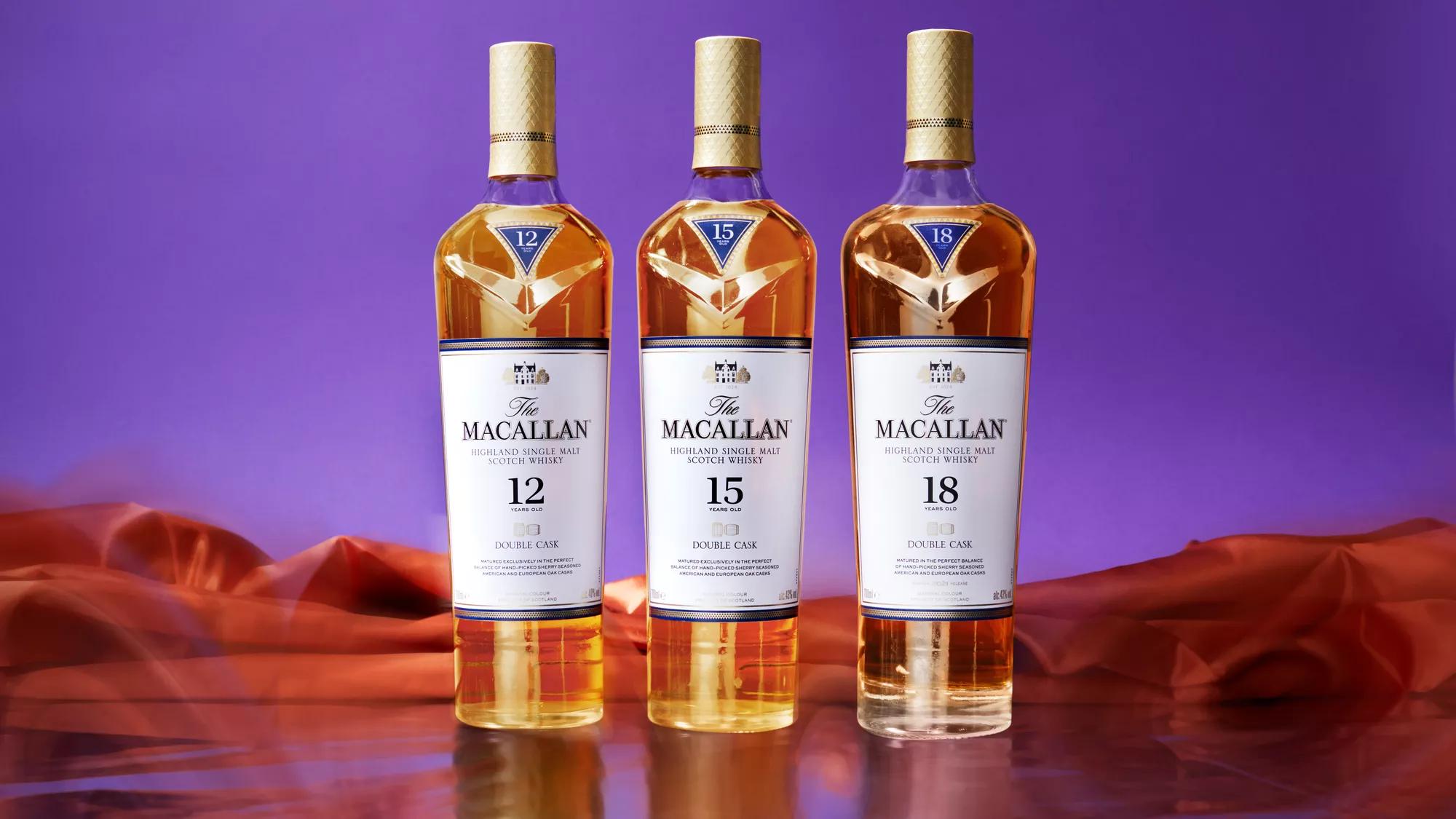 The Macallan Double Cask Core Range Photography by Erik Madigan Heck on Purple Backdrop