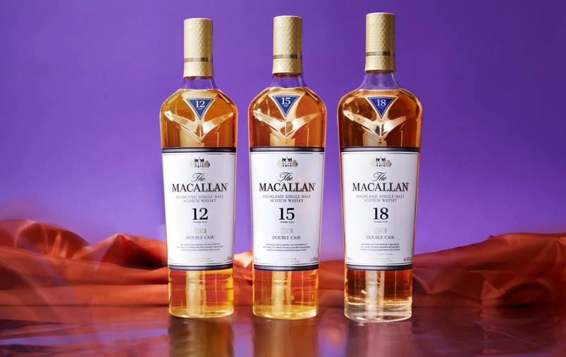 The Macallan Double Cask Core Range Photography by Erik Madigan Heck on Purple Backdrop