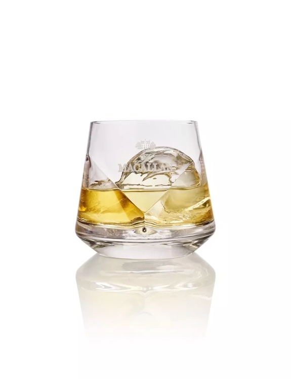 the macallan whisky in glass with ice