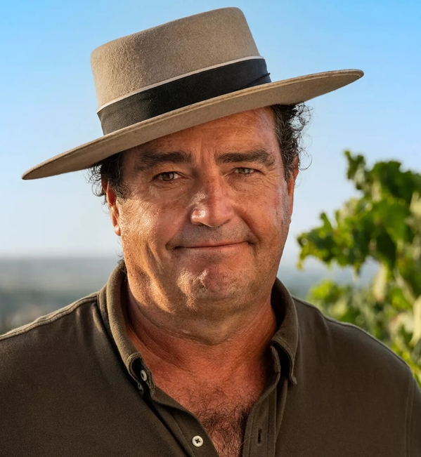 man in vineyard fields in jerez spain