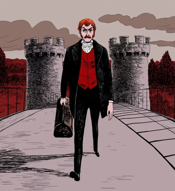 The Macallan Red Collection Illustration of Alexander Reid On Bridge
