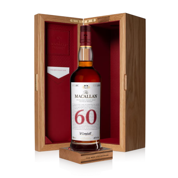 The Macallan 60 year old whisky bottle and open box
