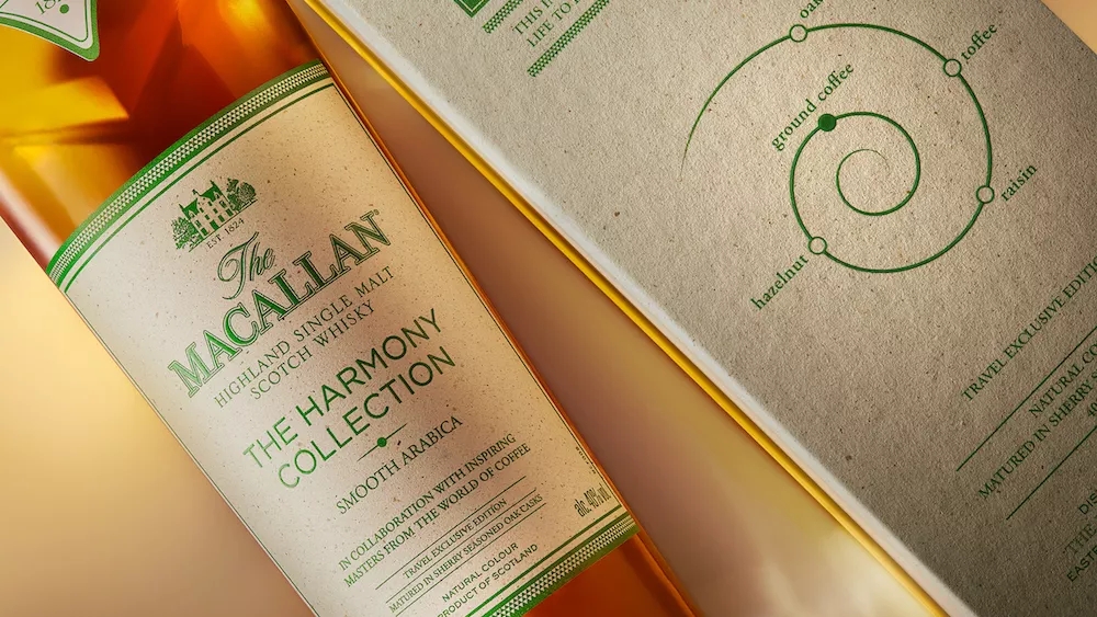 The Macallan Harmony Collection Smooth Arabica Mood Shot Bottle and Pack