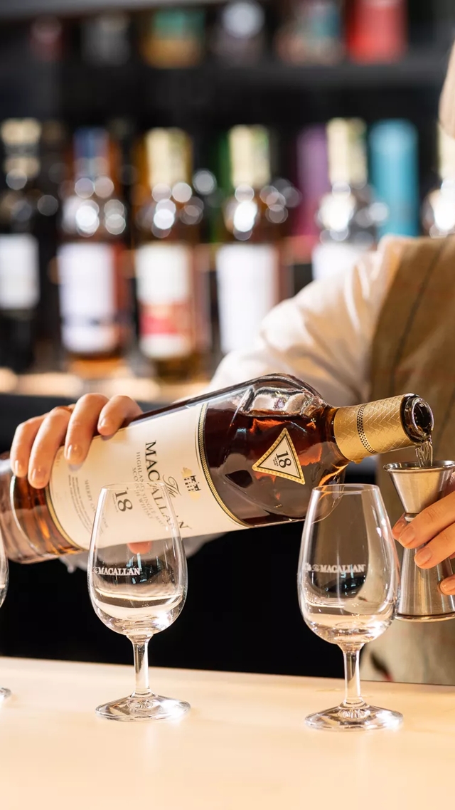 The Macallan Sherry Oak 18 Being Poured at The Macallan Bar
