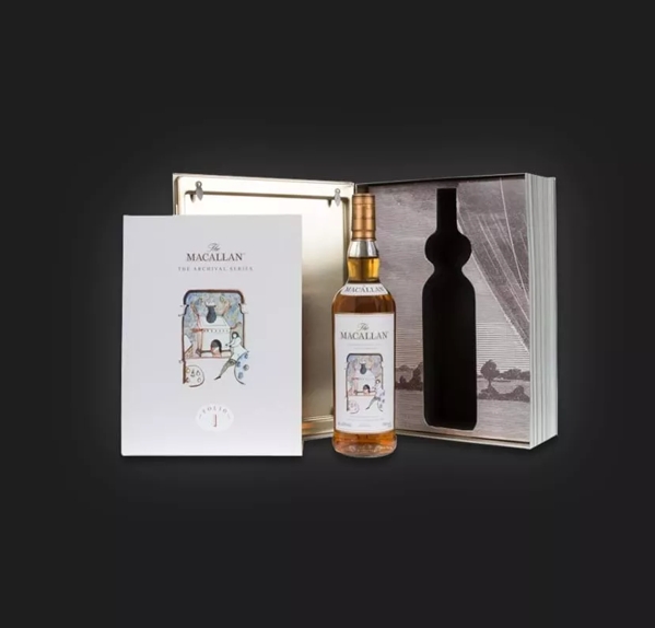 The Macallan Folio Edition Series 1 Banner on Dark Backdrop with Book and Bottle