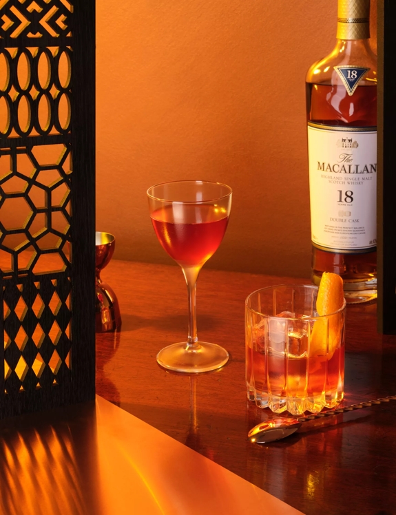 the macallan double cask 18 boulevardier whisky serve 