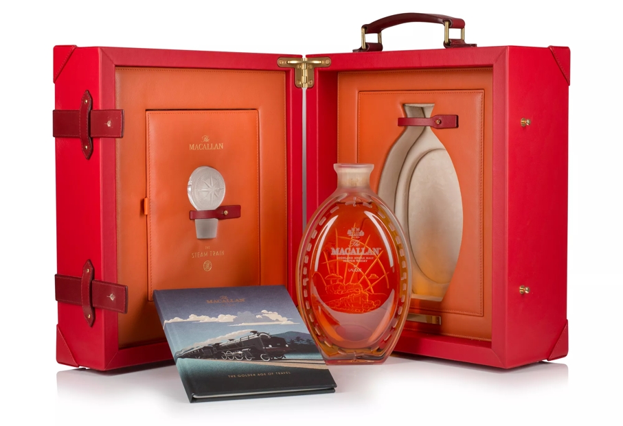 Golden Age of Travel Steam Train Bottle with Open Pack 