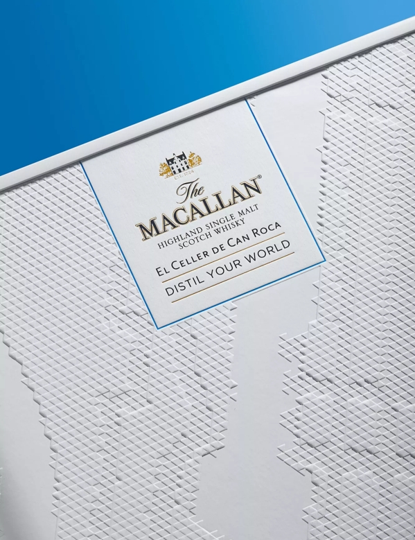 The Macallan Distil Your World New York Close up of Label on Front with Blue Background