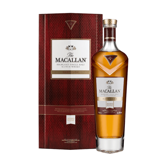 the macallan rare cask 2020 whisky bottle and box