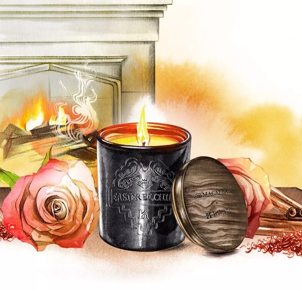 Illustration of The Macallan Lifestyle Collection Easter Elchies Candle with Flame