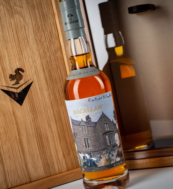 The Macallan Anecdotes of Ages Collection: Family Life and Work Mood Shot of Bottle Out  Box