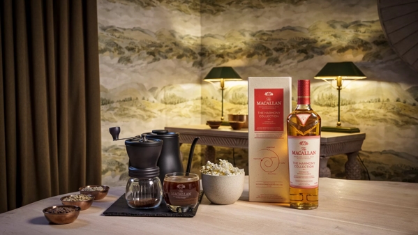 The Macallan Harmony II Intense Arabica with bottle pack and tasting