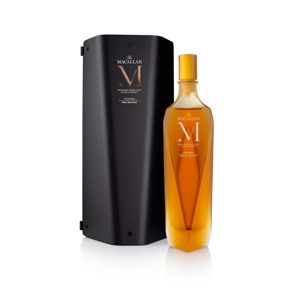 the macallan m copper whisky bottle and box