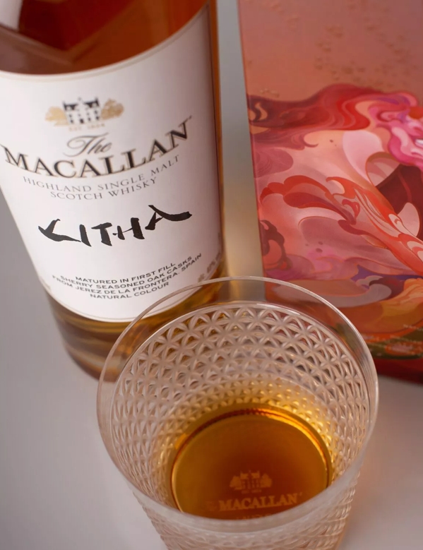 The Macallan Litha mood shot of bottle with dram