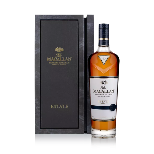 the macallan estate whisky bottle and pack