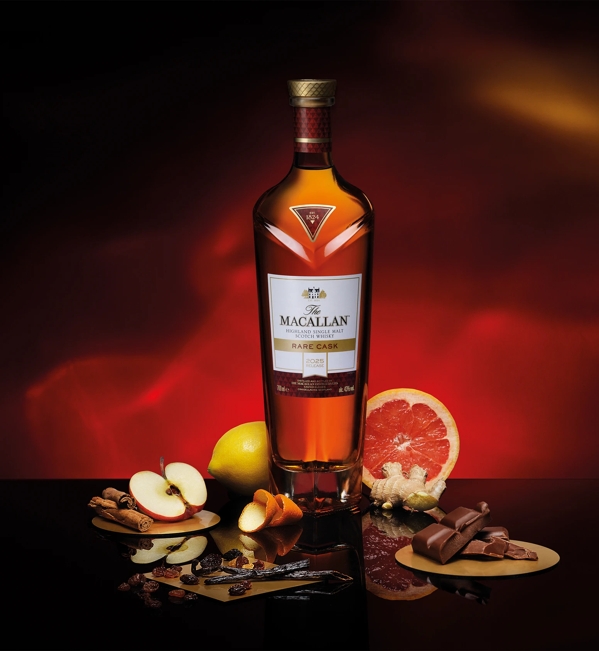 The Macallan Rare Cask 2025 bottle with flavour notes
