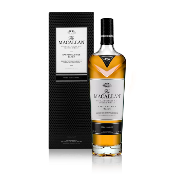 The Macallan Easter Elchies Black 2020 front on bottle and pack