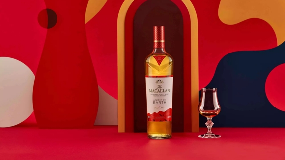 The Macallan A Night on Earth in Scotland Collection Abstract Imagery with Bottle and Glass